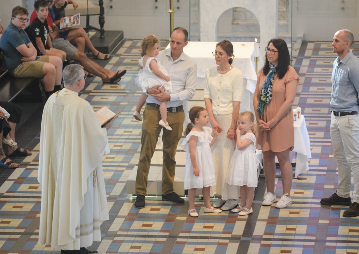Music during a baptismal celebration at Saints Peter and Paul Church
